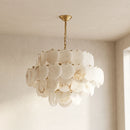 Alabaster Multi-Layer Brass Chandelier
