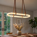 Alabaster Round Leather Chandelier