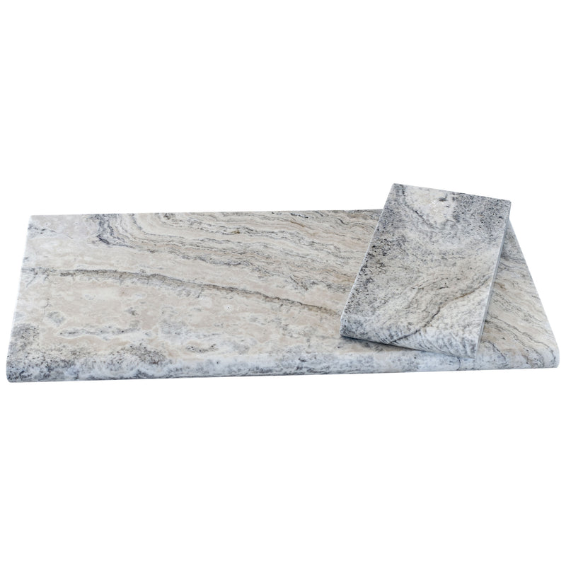 Alaska Silver 12"x24" Tumbled Travertine Pool Coping