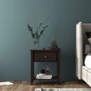 Nightstand with Drawer and Storage Shelf for Bedroom Living Room-Espresso by DirectDeals