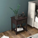 Nightstand with Drawer and Storage Shelf for Bedroom Living Room-Espresso by DirectDeals