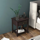 Nightstand with Drawer and Storage Shelf for Bedroom Living Room-Espresso by LJGDeals