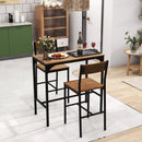 3 Pieces Bar Table Set with 2 Stools-Black by DirectDeals