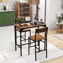 3 Pieces Bar Table Set with 2 Stools-Black by LJGDeals
