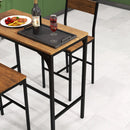 3 Pieces Bar Table Set with 2 Stools-Black by LJGDeals