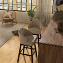 Set of 2 Swivel Bar Stools with Rubber Wood Legs and Padded Back by LJGDeals