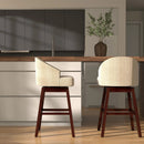 Set of 2 Swivel Bar Stools with Rubber Wood Legs and Padded Back by LJGDeals