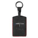 Alcantara Key Card Holder for Model 3/Y | Italian Material | Hook & Keychain | White Stitching