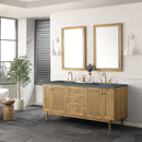 James Martin Laurent 72" Dual Mount Double Bathroom Vanity, Light Natural Oak