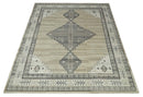 All Natural Wool Hand Knotted Gray , Beige and Ivory Traditional Heriz Serapi Multi Size wool Area Rug, Kids, Living Room and Bedroom Rug