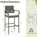 All Weather PE Rattan Bar Chairs Set of 4 with Armrests and Seat Cushions for Porch Backyard by LJGDeals