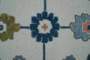 Ivory and Blue Hand Tufted Oushak Wool Rug - Traditional Custom by The Rug Decor