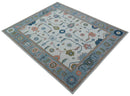 Ivory and Blue Hand Tufted Oushak Wool Rug - Traditional Custom by The Rug Decor