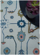 Allure Custom Made Ivory And Blue Traditional Oushak Hand Tufted Wool Rug