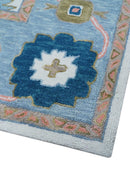 Allure Custom Made Ivory And Blue Traditional Oushak Hand Tufted Wool Rug