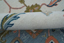 Ivory and Blue Hand Tufted Oushak Wool Rug - Traditional Custom by The Rug Decor