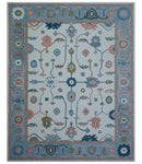 Allure Custom Made Ivory And Blue Traditional Oushak Hand Tufted Wool Rug