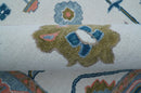 Allure Custom Made Ivory And Blue Traditional Oushak Hand Tufted Wool Rug
