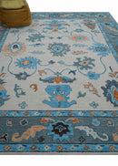 Peach And Blue Traditional Hand Tufted Wool Area Rug - Custom Made Premium Quality by The Rug Decor