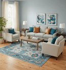 Peach And Blue Traditional Hand Tufted Wool Area Rug - Custom Made Premium Quality by The Rug Decor