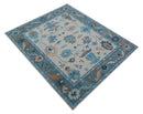 Peach And Blue Traditional Hand Tufted Wool Area Rug - Custom Made Premium Quality by The Rug Decor
