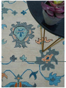 Peach And Blue Traditional Hand Tufted Wool Area Rug - Custom Made Premium Quality by The Rug Decor