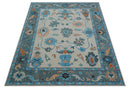 Peach And Blue Traditional Hand Tufted Wool Area Rug - Custom Made Premium Quality by The Rug Decor