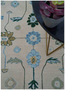 Allure Custom Made Traditional Oushak Beige And Blue Hand Tufted Wool Rug