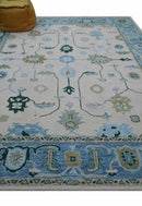 Allure Custom Made Traditional Oushak Beige And Blue Hand Tufted Wool Rug