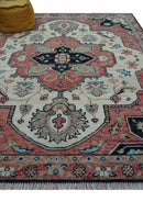 Beige Turkish Hand Knotted Wool Area Rug - Authentic Anatolian Geometric Patterns by The Rug Decor