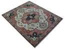 Beige Turkish Hand Knotted Wool Area Rug - Authentic Anatolian Geometric Patterns by The Rug Decor