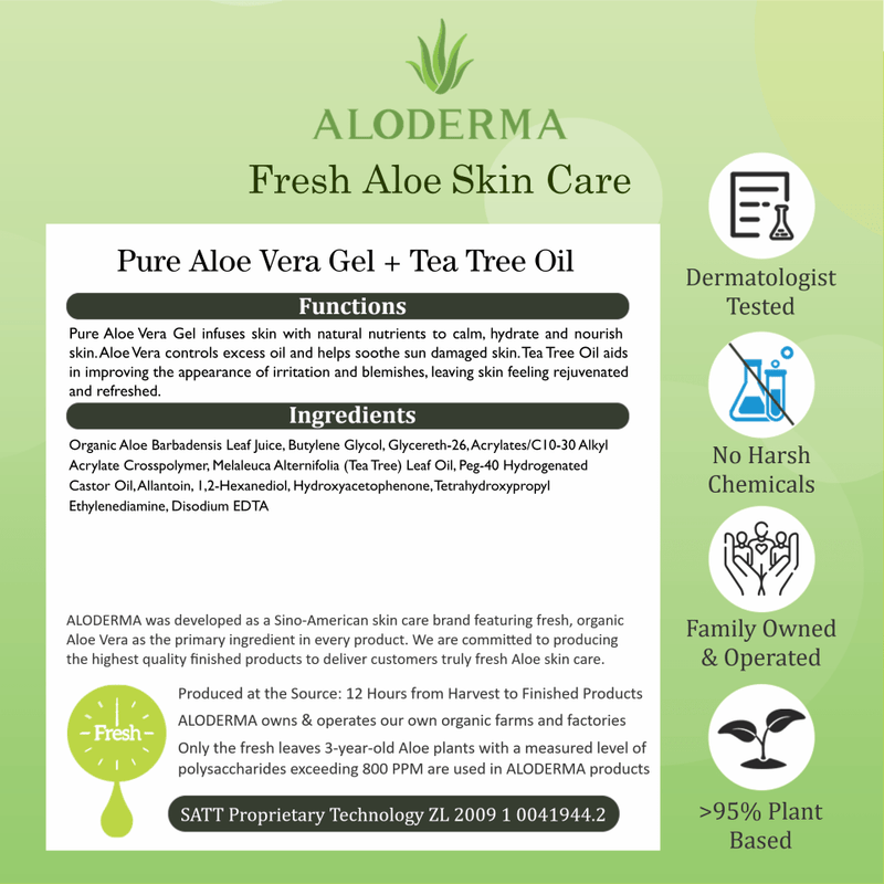 ALODERMA Pure Aloe Vera Gel + Tea Tree Oil