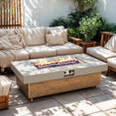 Alora Luxury 48-Inch Outdoor Wood Grain Iron Fire Pit Table With Lava Rocks (SAK37905) by SAKSBY WHOLESALE