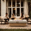 Alora Luxury 48-Inch Outdoor Wood Grain Iron Fire Pit Table With Lava Rocks (SAK37905) by SAKSBY WHOLESALE