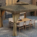 Alora Outdoor Double Canopy Aluminum Patio Gazebo With Hawaiian Thatch Roof (SAK39068) by SAKSBY WHOLESALE