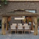 Alora Outdoor Double Canopy Aluminum Patio Gazebo With Hawaiian Thatch Roof (SAK39068) by SAKSBY WHOLESALE