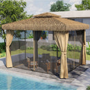 Alora Outdoor Double Canopy Aluminum Patio Gazebo With Hawaiian Thatch Roof (SAK39068) by SAKSBY WHOLESALE