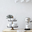 Alpina White Honed Herringbone Marble Mosaics 12 1/8x13 3/8