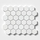Alpina White Polished Hexagon Marble Mosaics 10 3/8x12