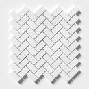 Alpina White Polished Herringbone Marble Mosaics 12 1/8x13 3/8