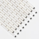 Alpina White Polished 5/8x3 Marble Mosaics 12x12