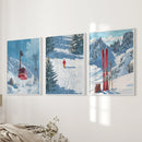 Snowy Mountain Wall Art Set: Skier, Red Skis, Snowy Trees by Wall Art Set