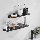 Minimalist matte black aluminum floating shelves kitchen storage rack by Decorbites