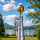 3 Inch Anodized Aluminum Gold Flagpole Ball Topper by Atlantic Flagpole
