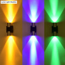 GobekUsa Aluminum LED Disco Pub Wall Light Fixture - Compact 3"/4.5" H | Silver | Vibrant Blue/Yellow/Purple Lighting