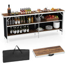 Aluminum Portable Picnic Table with 2-Tier Open Shelves and Spacious Tabletop by LJGDeals