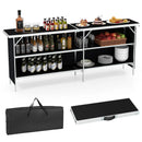 Aluminum Portable Picnic Table with 2-Tier Open Shelves and Spacious Tabletop by LJGDeals