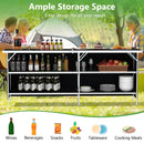 Aluminum Portable Picnic Table with 2-Tier Open Shelves and Spacious Tabletop by LJGDeals