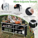 Aluminum Portable Picnic Table with 2-Tier Open Shelves and Spacious Tabletop by LJGDeals