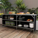 Aluminum Portable Picnic Table with 2-Tier Open Shelves and Spacious Tabletop by LJGDeals